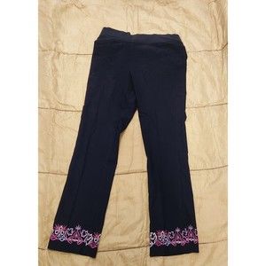 Mimi Maternity Womens Floral Black Elastic Waist Leg Career Dress Pants Size M